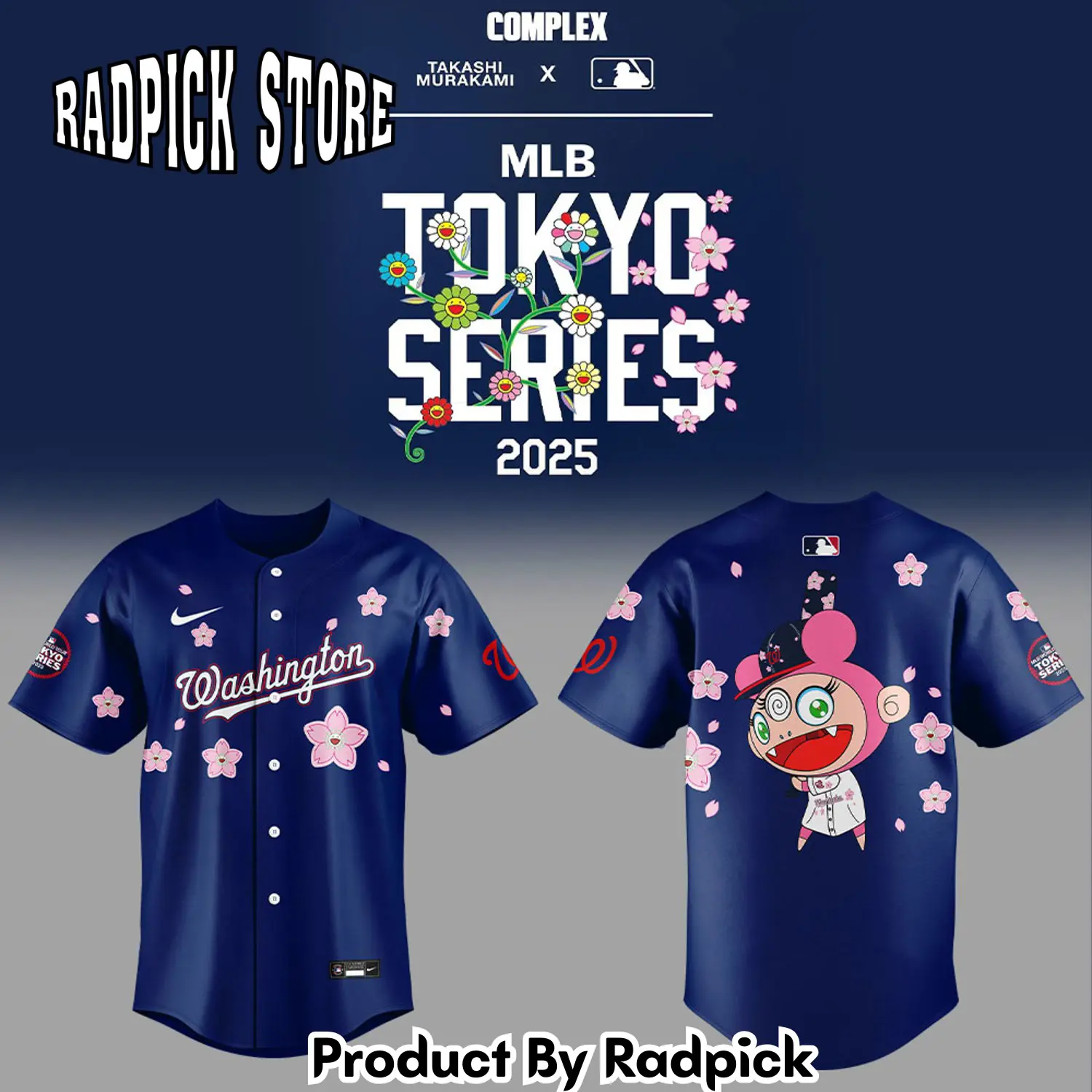 Radpick washington nationals takashi murakami x mlb world tour tokyo series v2 baseball jersey rp1278